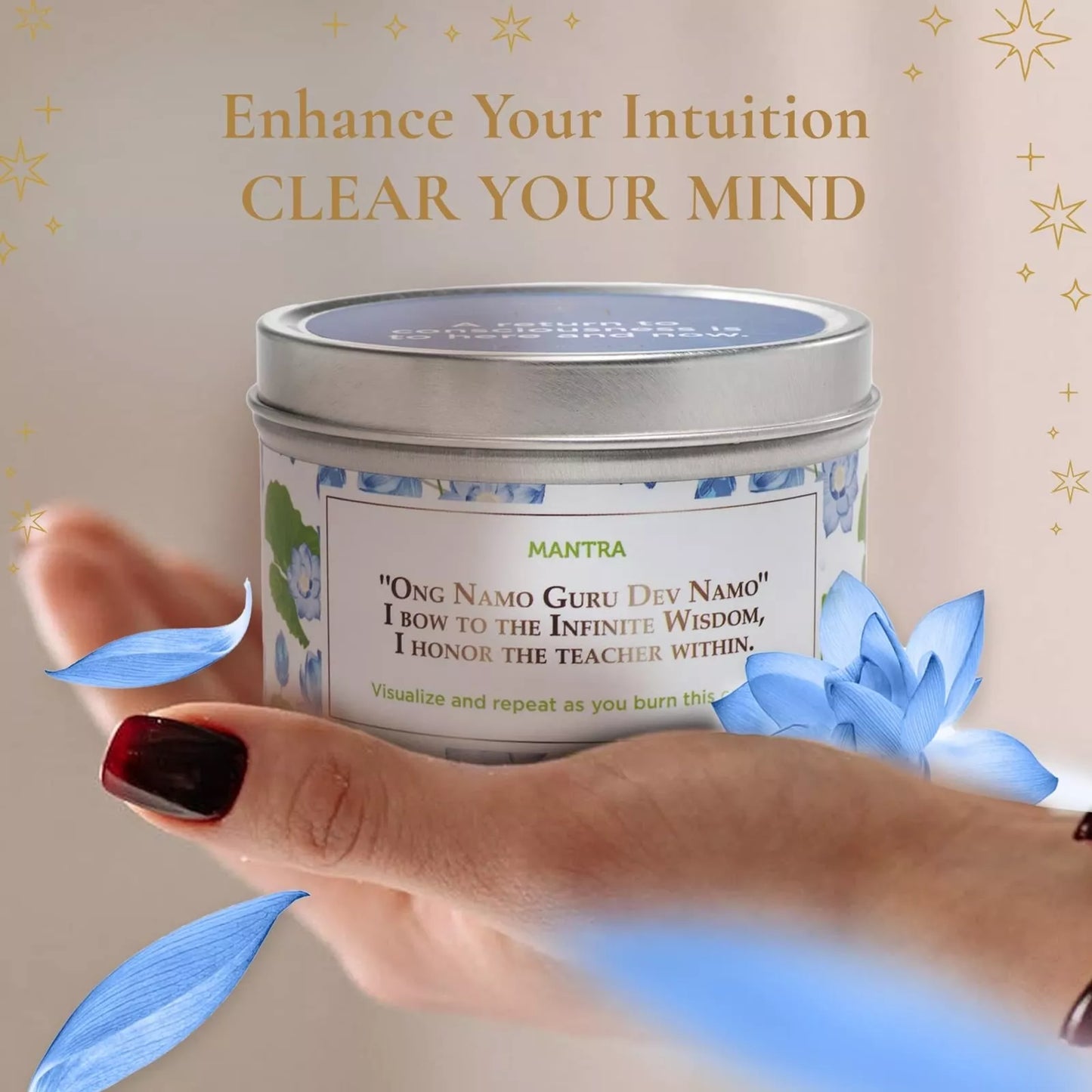 6oz Intuition Enhancer & Mental Clarity Tin Candle Lotus Flower