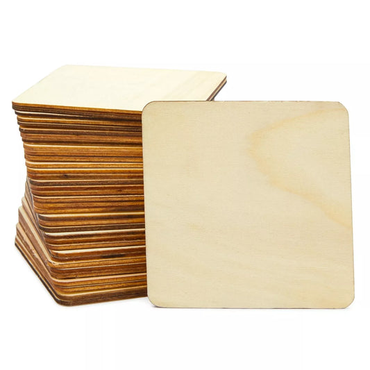 36 Pcs 4x4 Wooden Squares, Unfinished with Rounded Corners