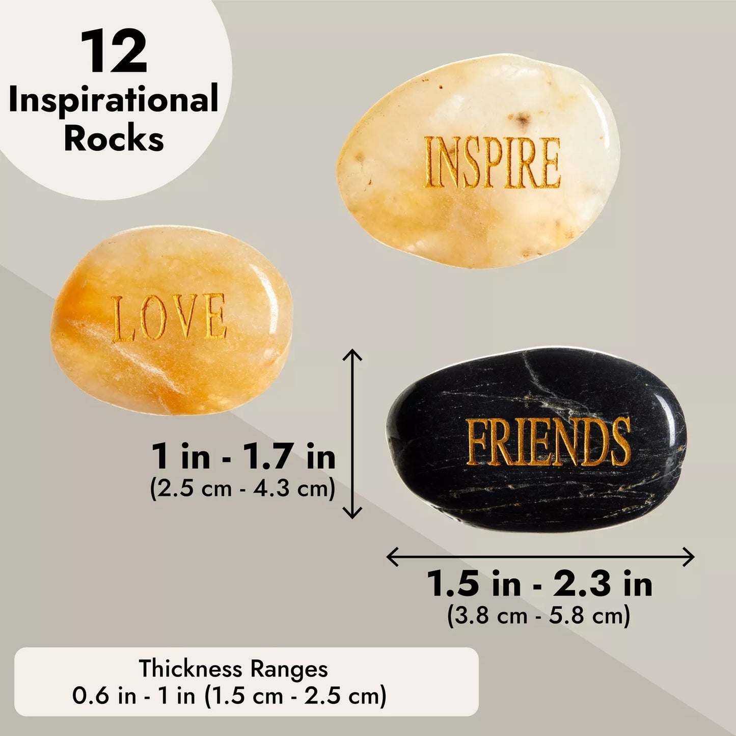 12-Pack Inspirational Rocks with Spiritual Words