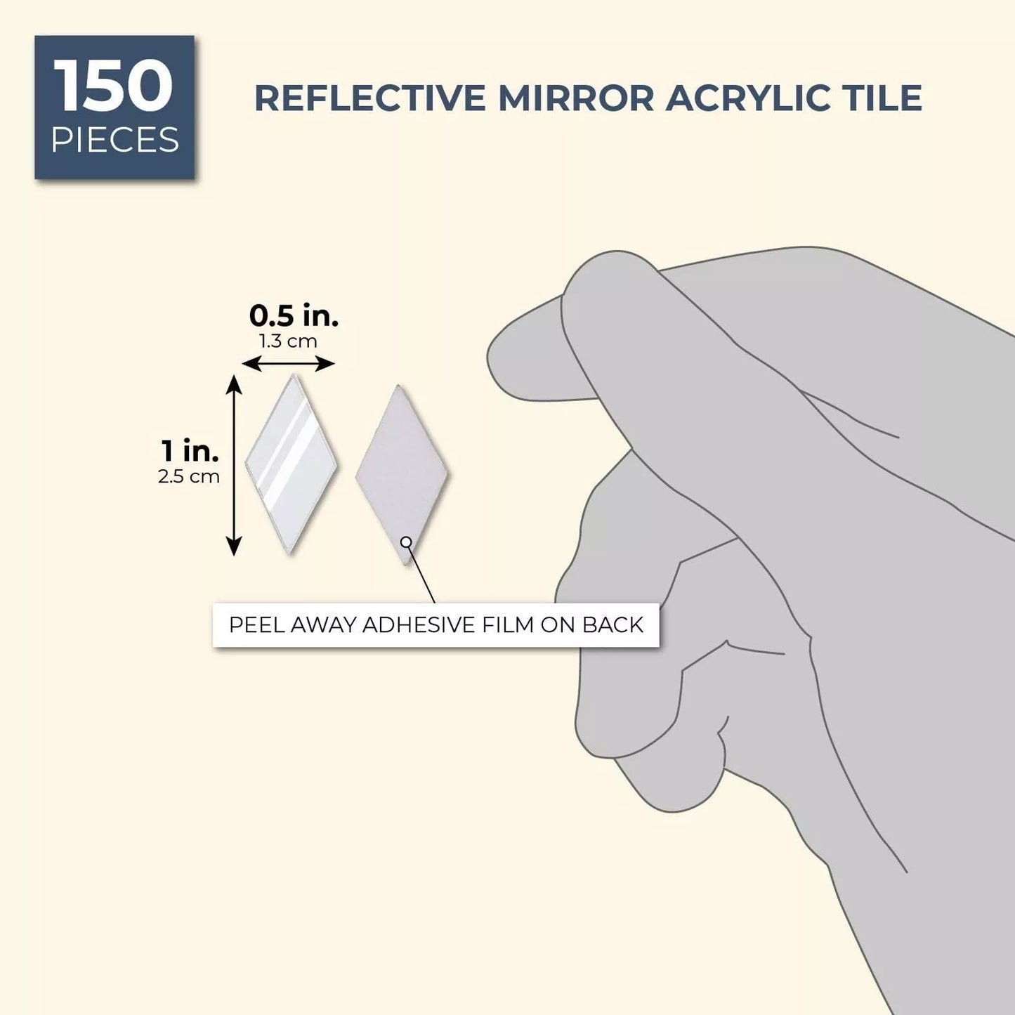 150-Piece Adhesive Mini Diamond Shaped Glass Mirror Mosaic Tiles