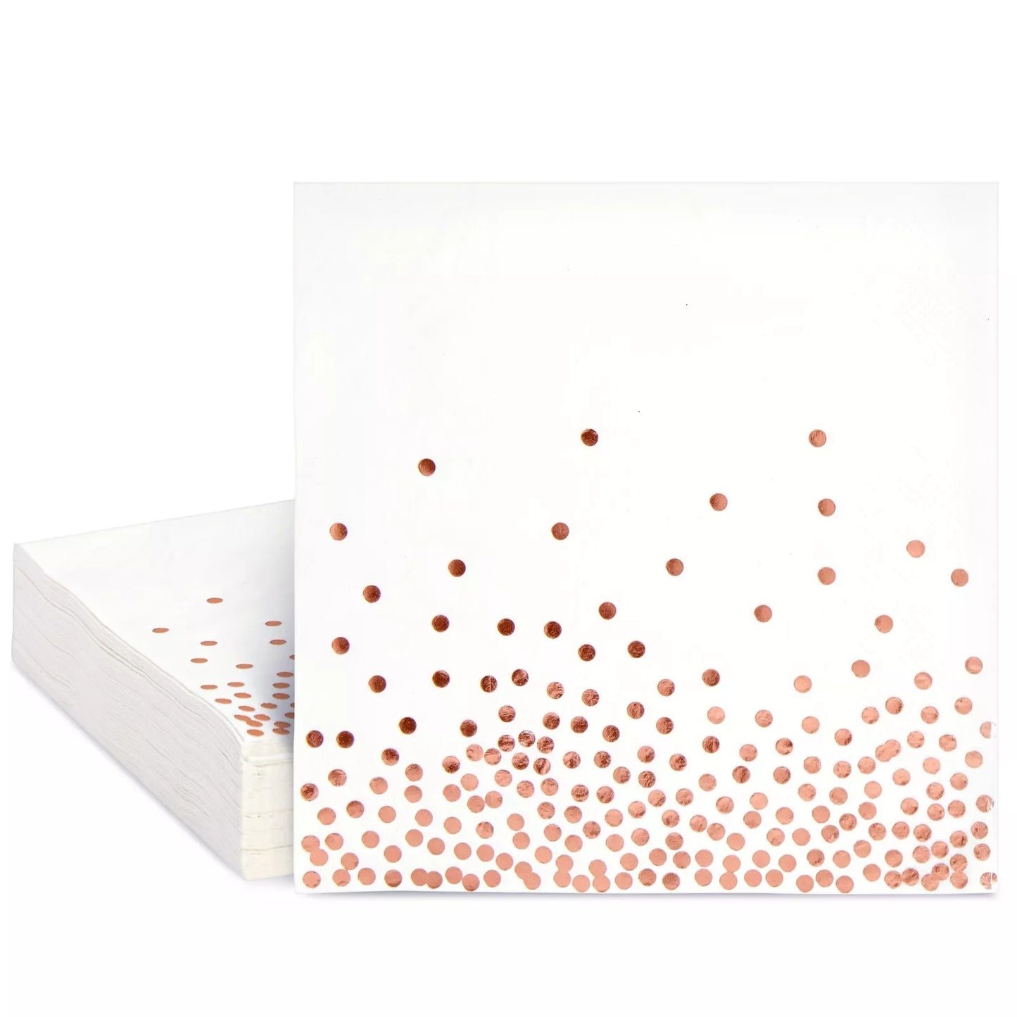 100 Rose Gold Paper Lunch Napkins - 6.5 in, Disposable Party Napkin