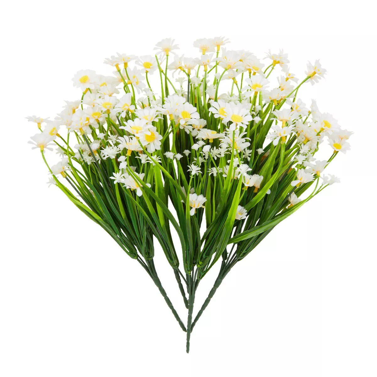 6-Pack Artificial White Daisies with 2 Cone Vases