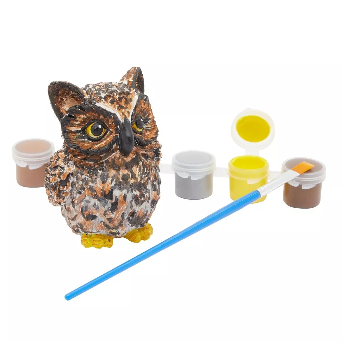 24-Piece Owl Rock Painting Kit with Paint Pods, Brushes, and Figurines