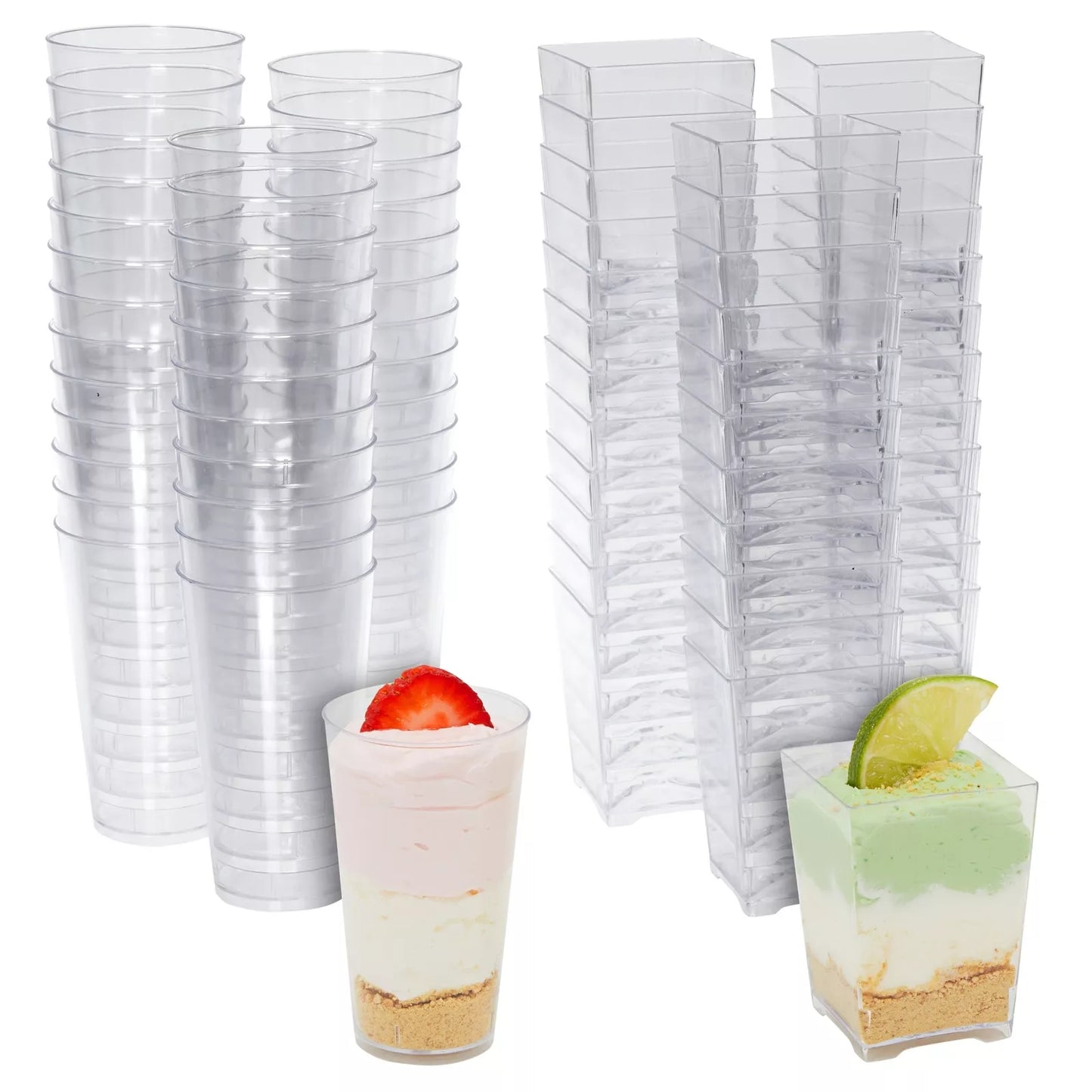 72 Pieces Assorted Dessert Cups for Parties, Plastic Shot Glasses 3oz, 5oz Cups