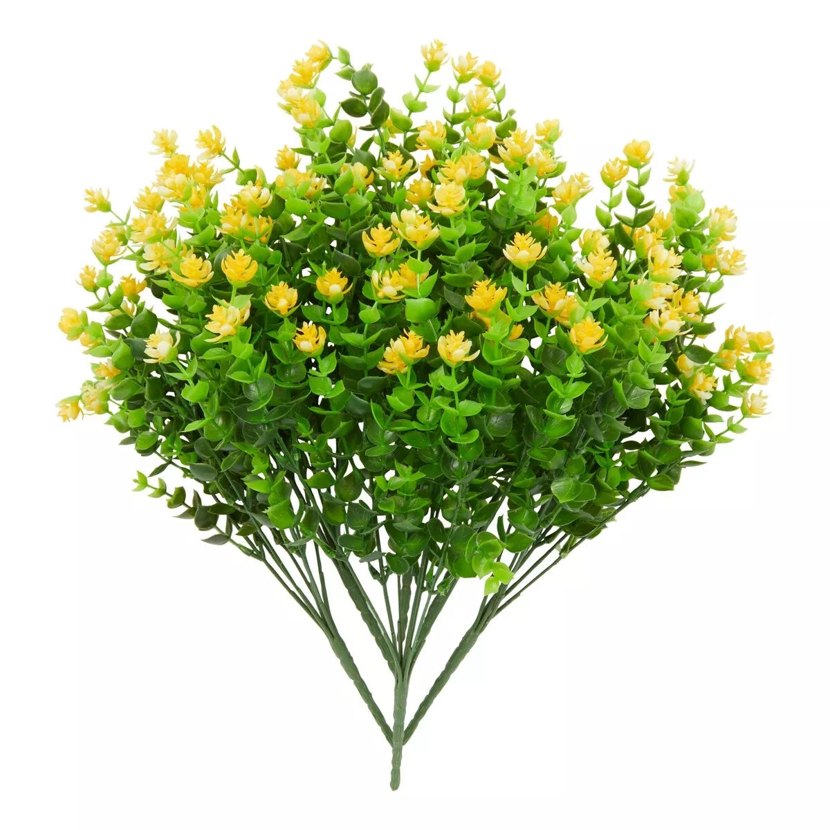 6 Artificial Yellow Flower Bundles with 2 Cone Vases