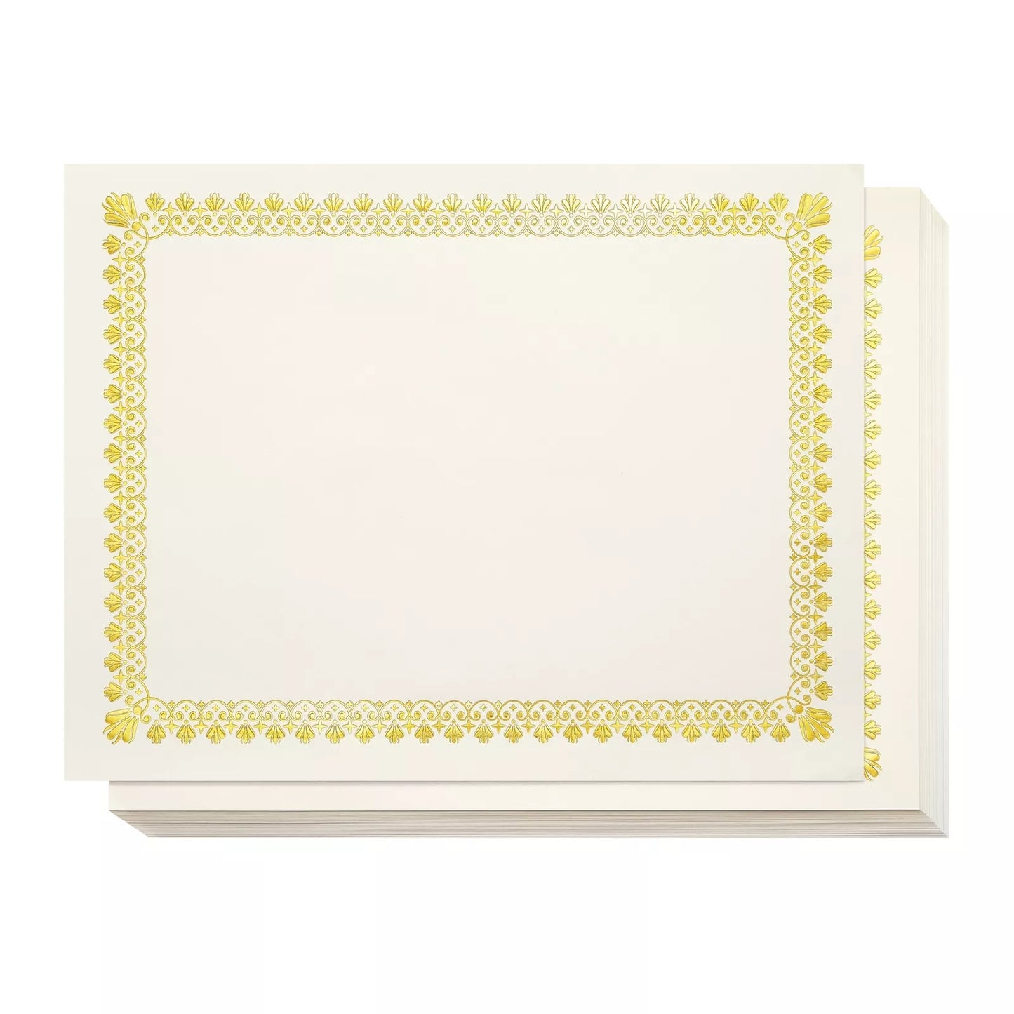 48 Pack Blank Certificate Award Printer Paper Gold Foil Border 8.5" x 11"