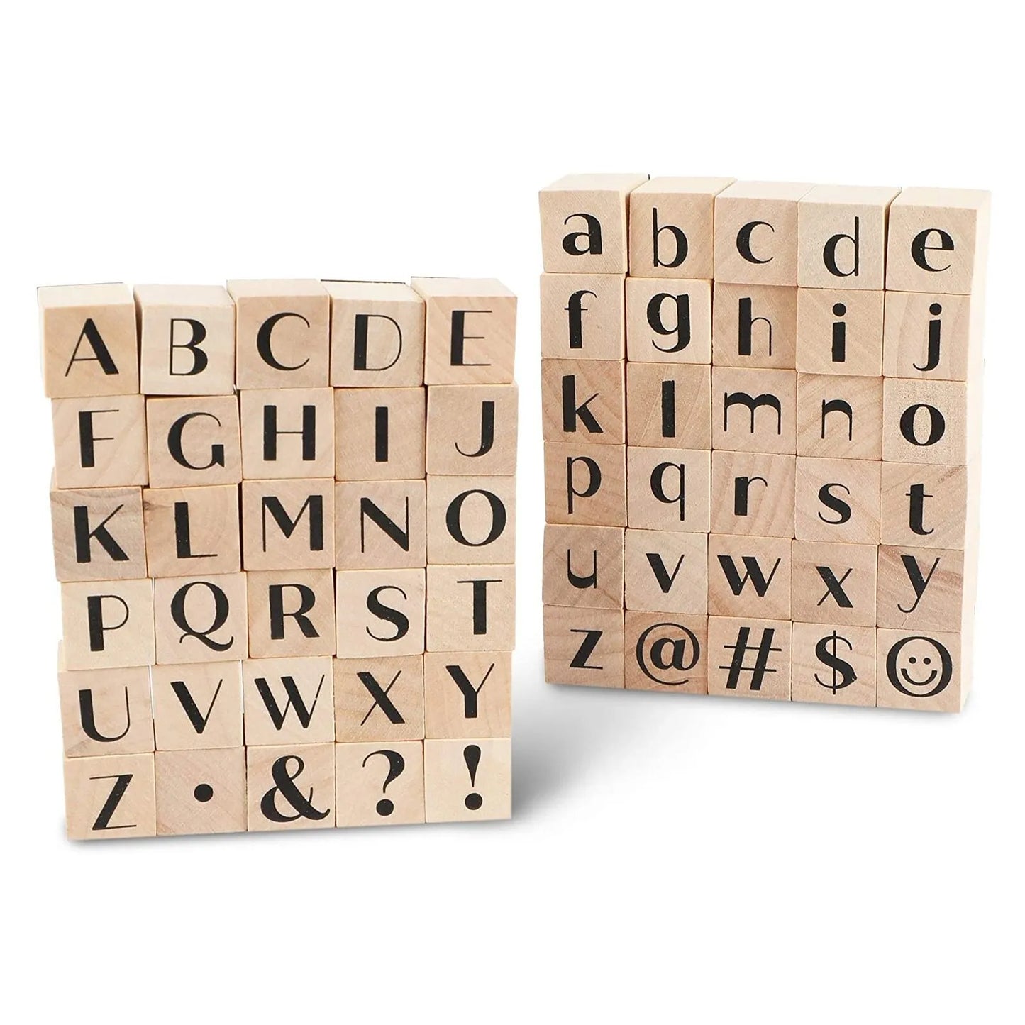 60-Piece Alphabet Wood Rubber Stamp Set