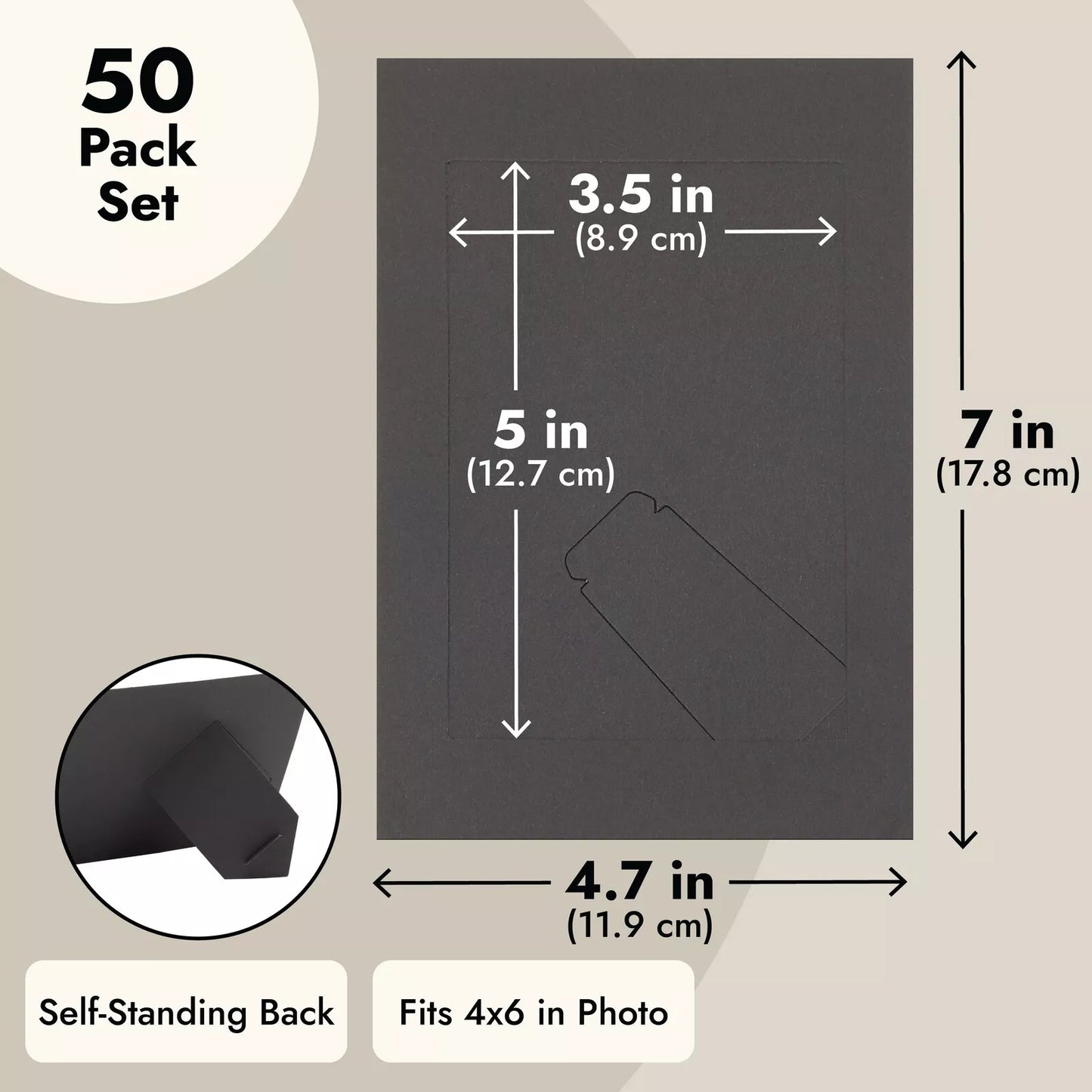 50-Pack Black 4x6 Cardboard Photo Frames with Easel Holders