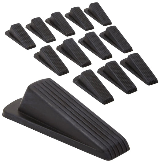 12-Pack Heavy Duty Rubber Door Stoppers, Stackable Wedges