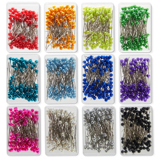 1200-Piece Sewing Pins for Fabric 1.5 In with Colored Ball Heads