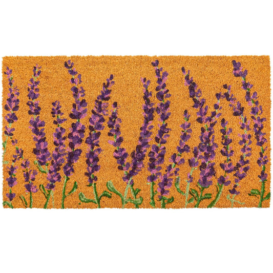 Floral Spring Coir Door Mat, Lavender Flower