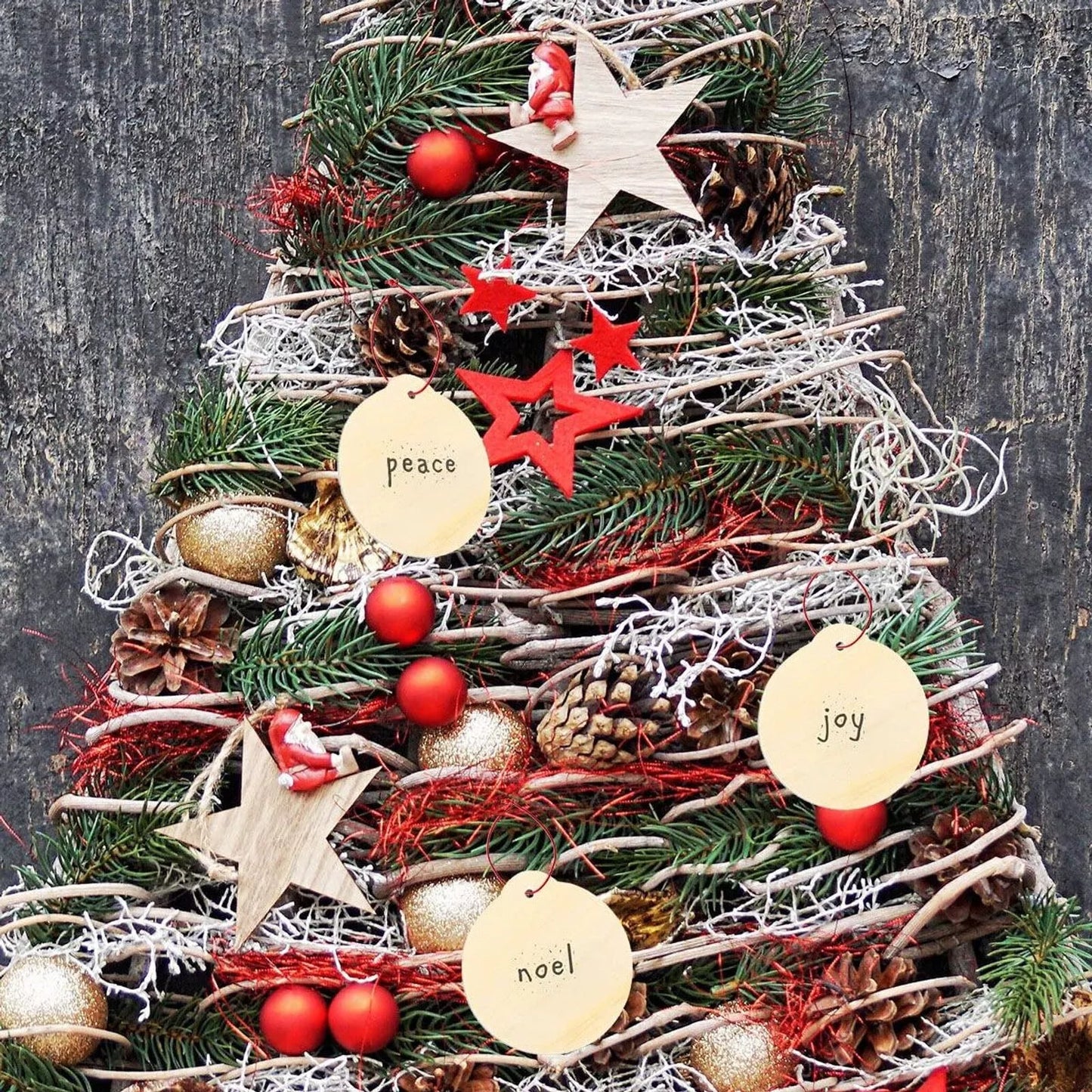 48-Pack DIY Wooden Disk Christmas Tree Decorations