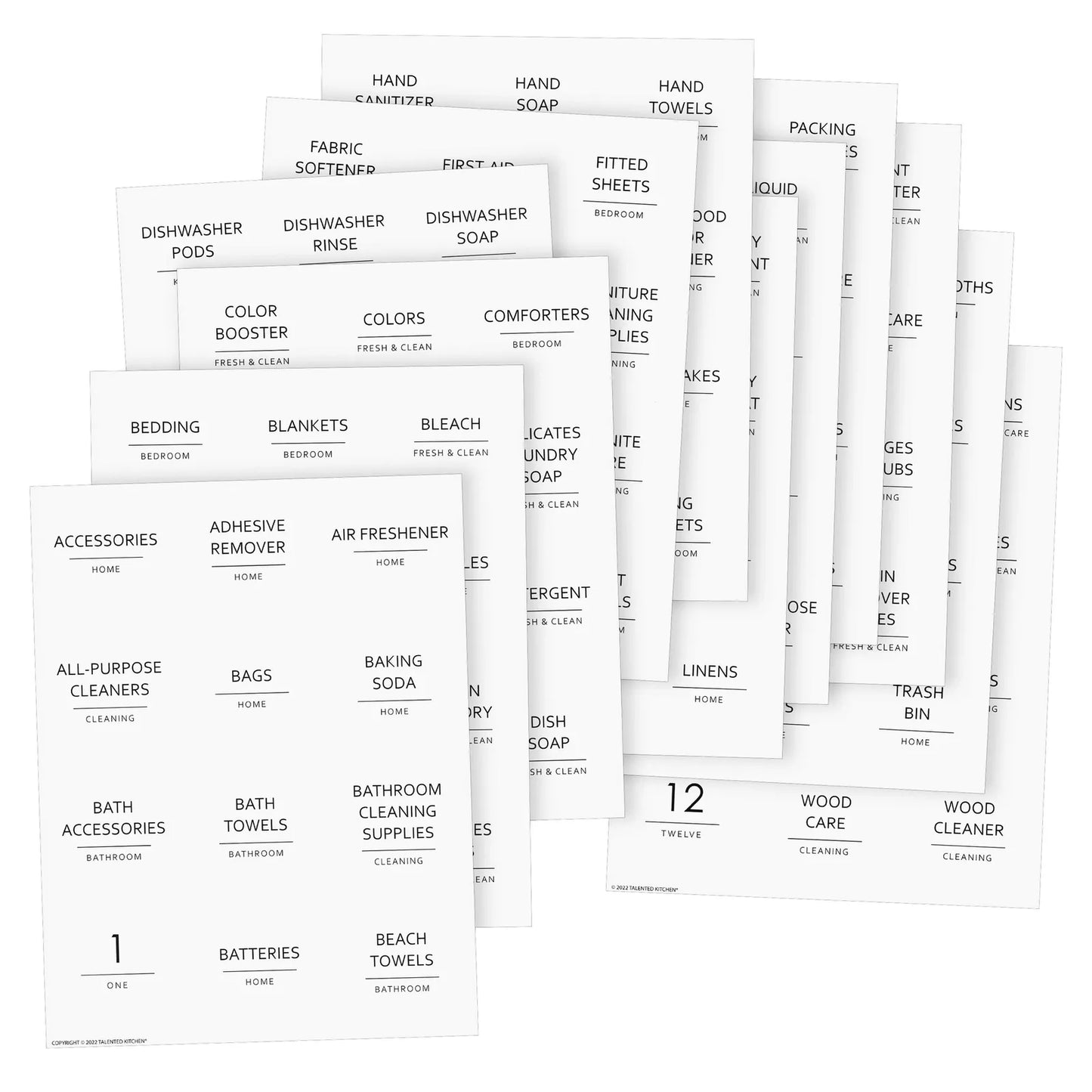 144 Preprinted Laundry Labels for Glass Jars & Containers