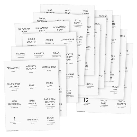 144 Preprinted Laundry Labels for Glass Jars & Containers