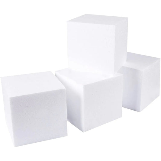 4-Pack White Foam Cube Squares, 6x6x6 Inch