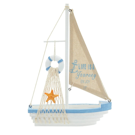 Wooden Sailboat Model 13x8x3-Inch for Nautical Bathroom