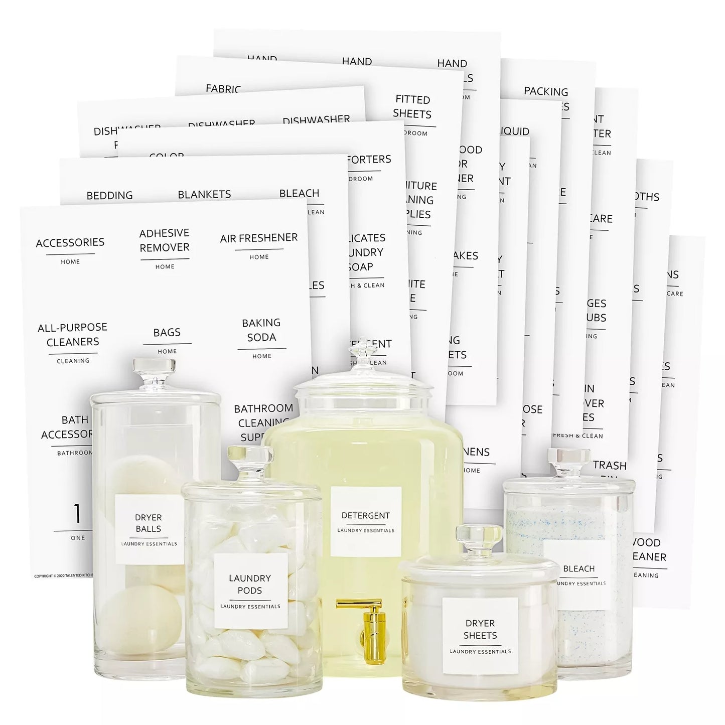 144 Preprinted Laundry Labels for Glass Jars & Containers