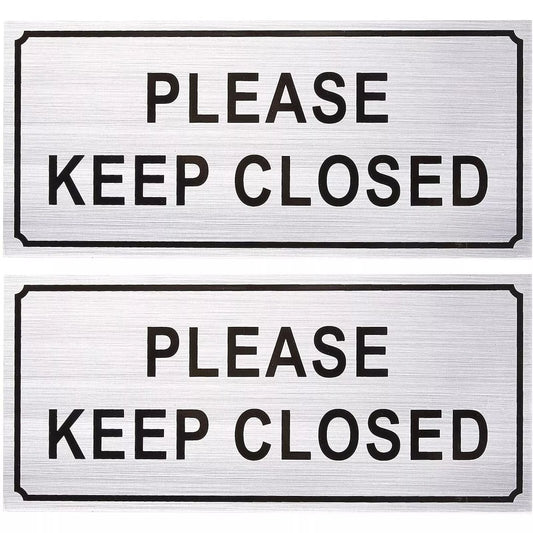 2-Pack Please Keep Closed Gate Signs - 7.87 x 3.6 Inches, for Business and Home