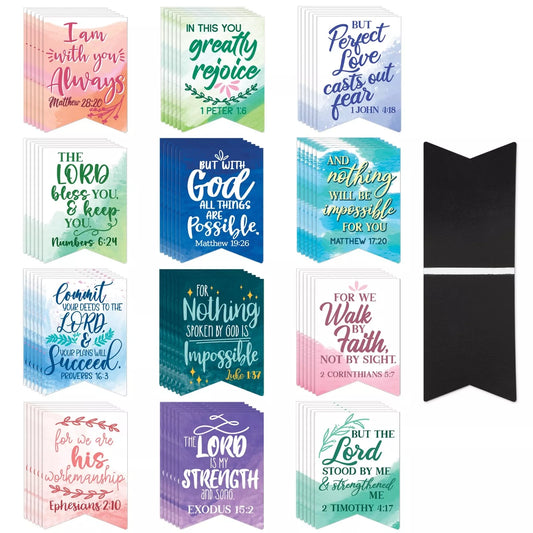 72 Christian Magnetic Bookmarks - 12 Watercolor Designs