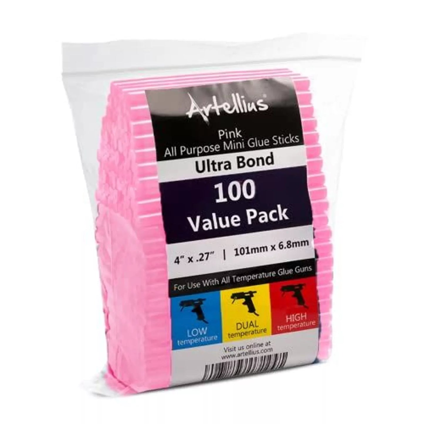 100-Pack Ultra Bond Hot Melt Adhesive Hot Glue Sticks Pink