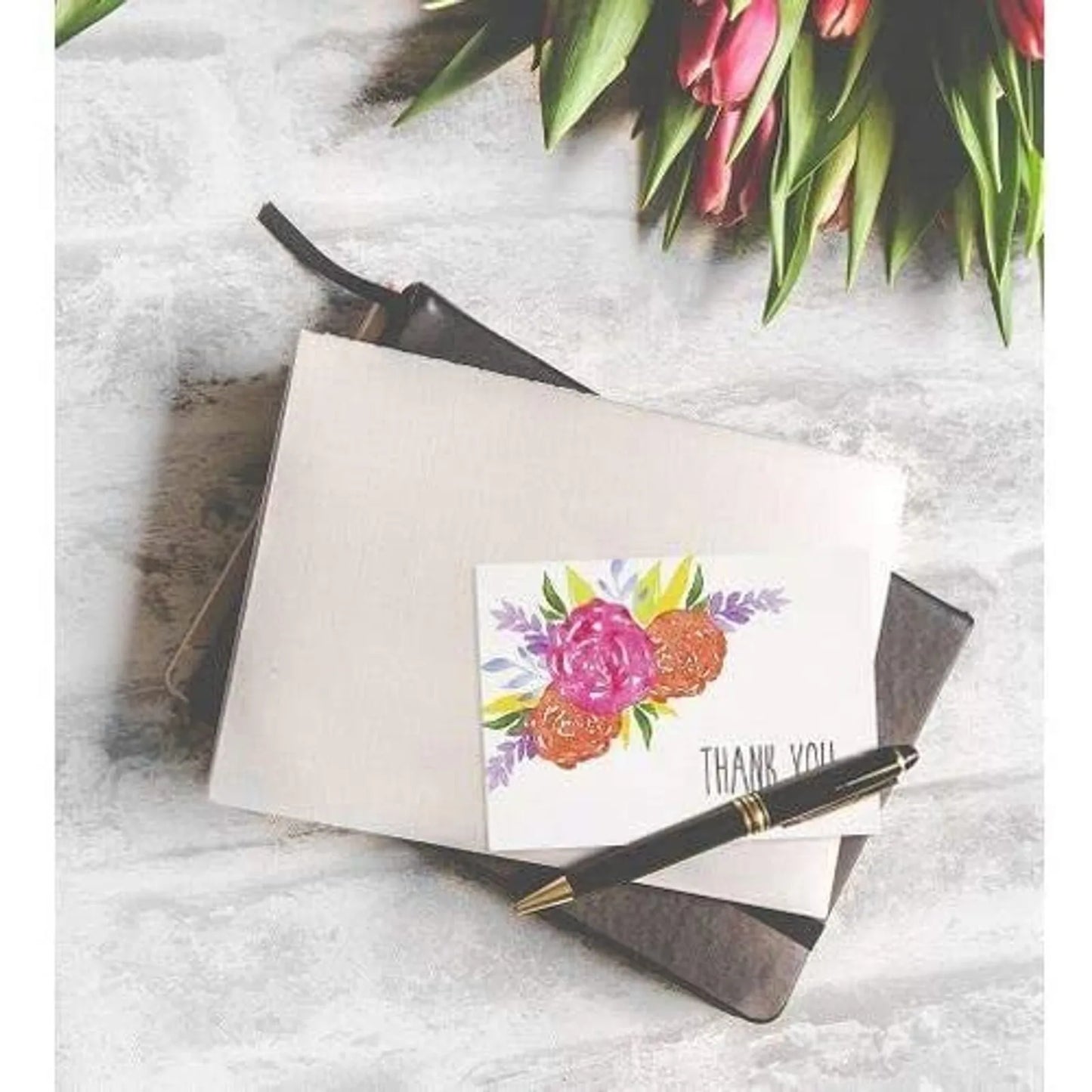 120-Pieces Watercolor Floral Thank You Cards Set