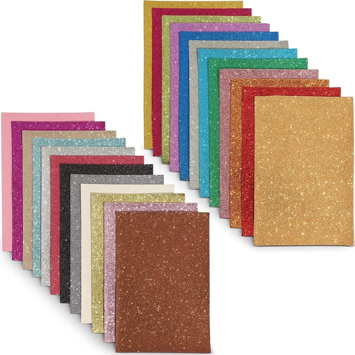 24-Piece Glitter Fabric Sheets, Faux PU Leather, 24 Colors