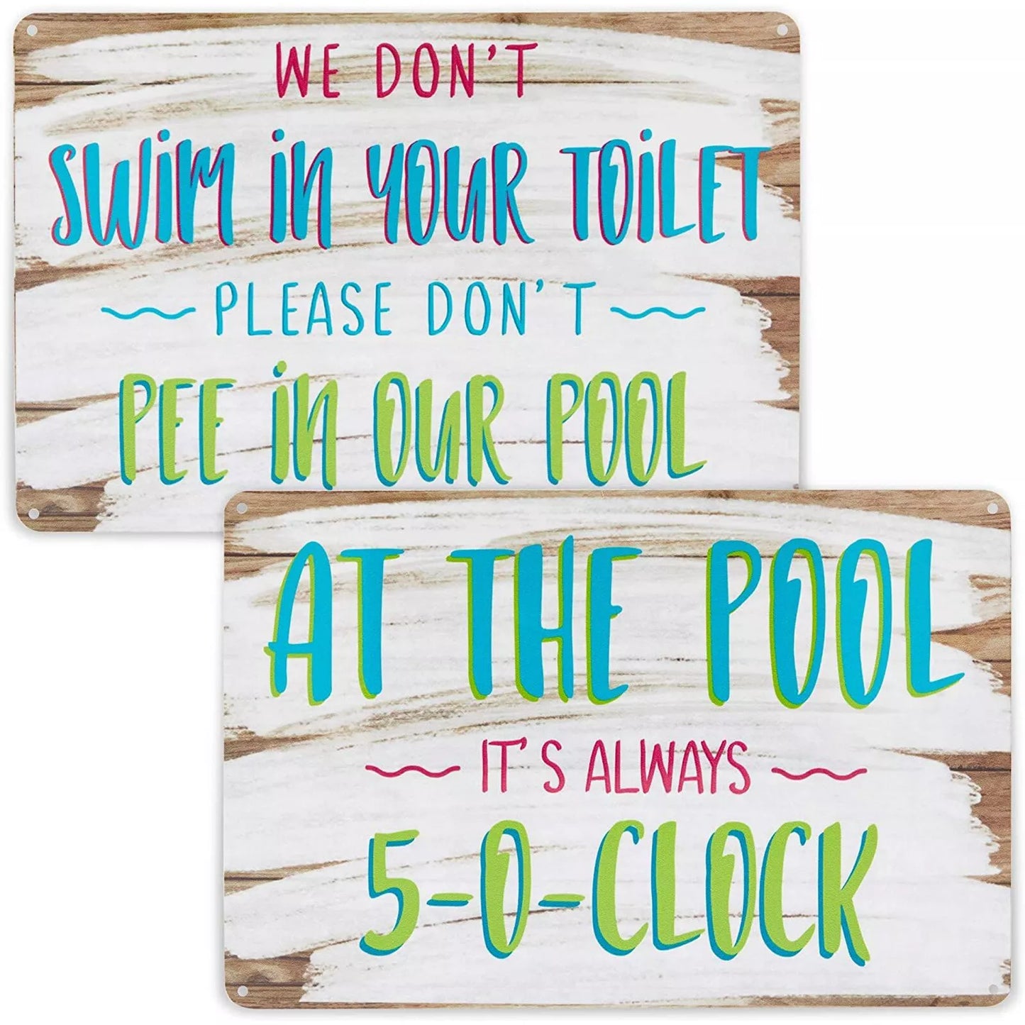 2-Pack Kids Pool Rules Sign Plaques 12x8-Inch Funny Decor