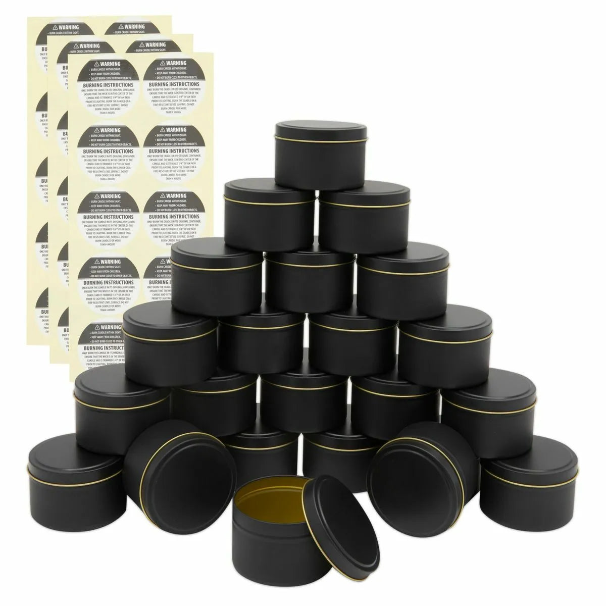 24-Pack 8 oz Candle Tins with Lids and Labels