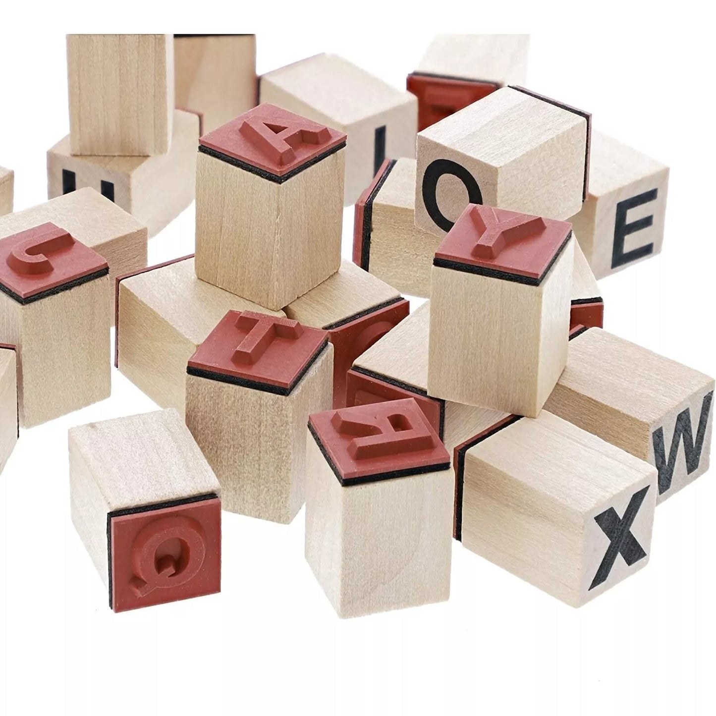 60-Piece Wood Alphabet Stamp Set Upper and Lowercase Letters