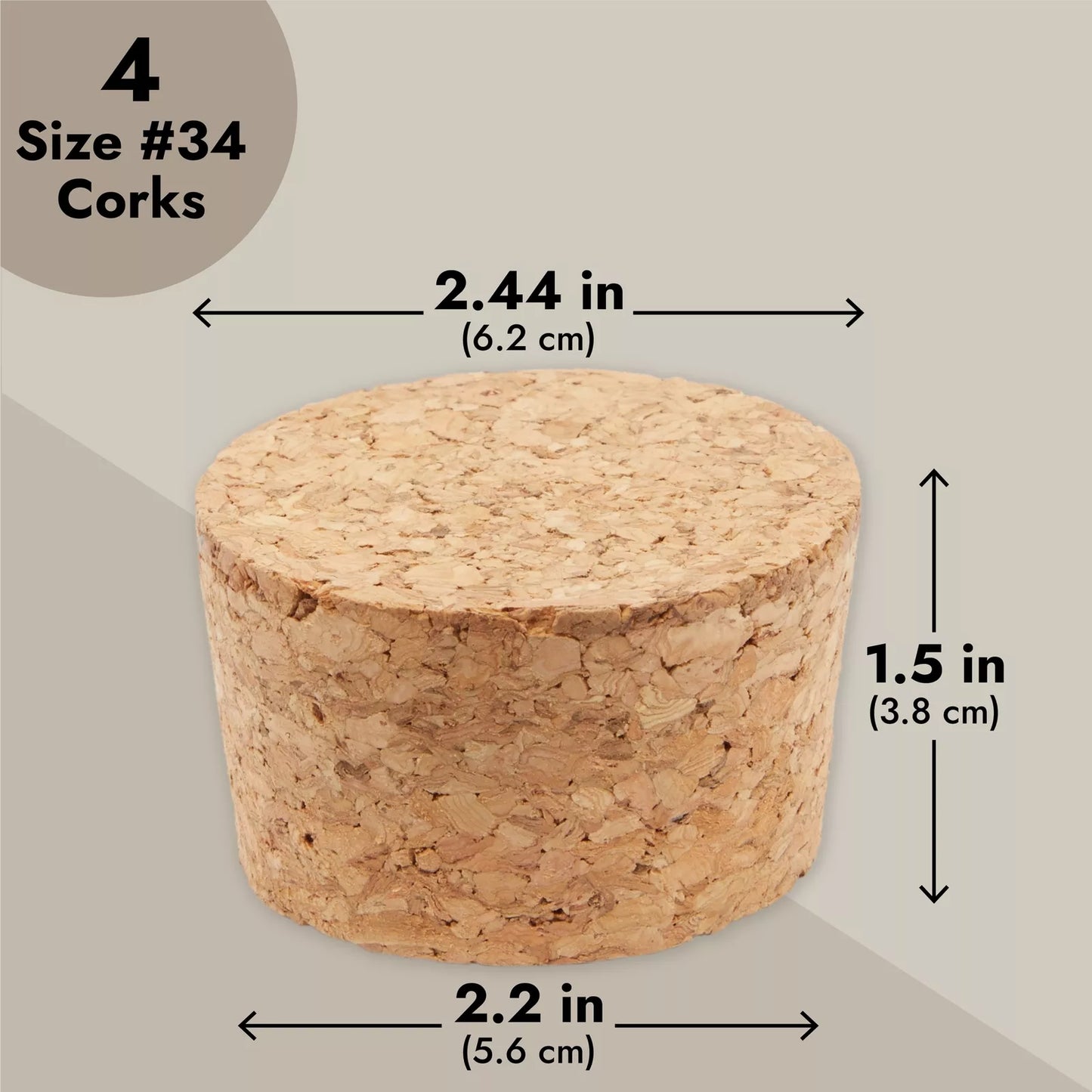 4-Pack Large Cork Stoppers,Cork Lids