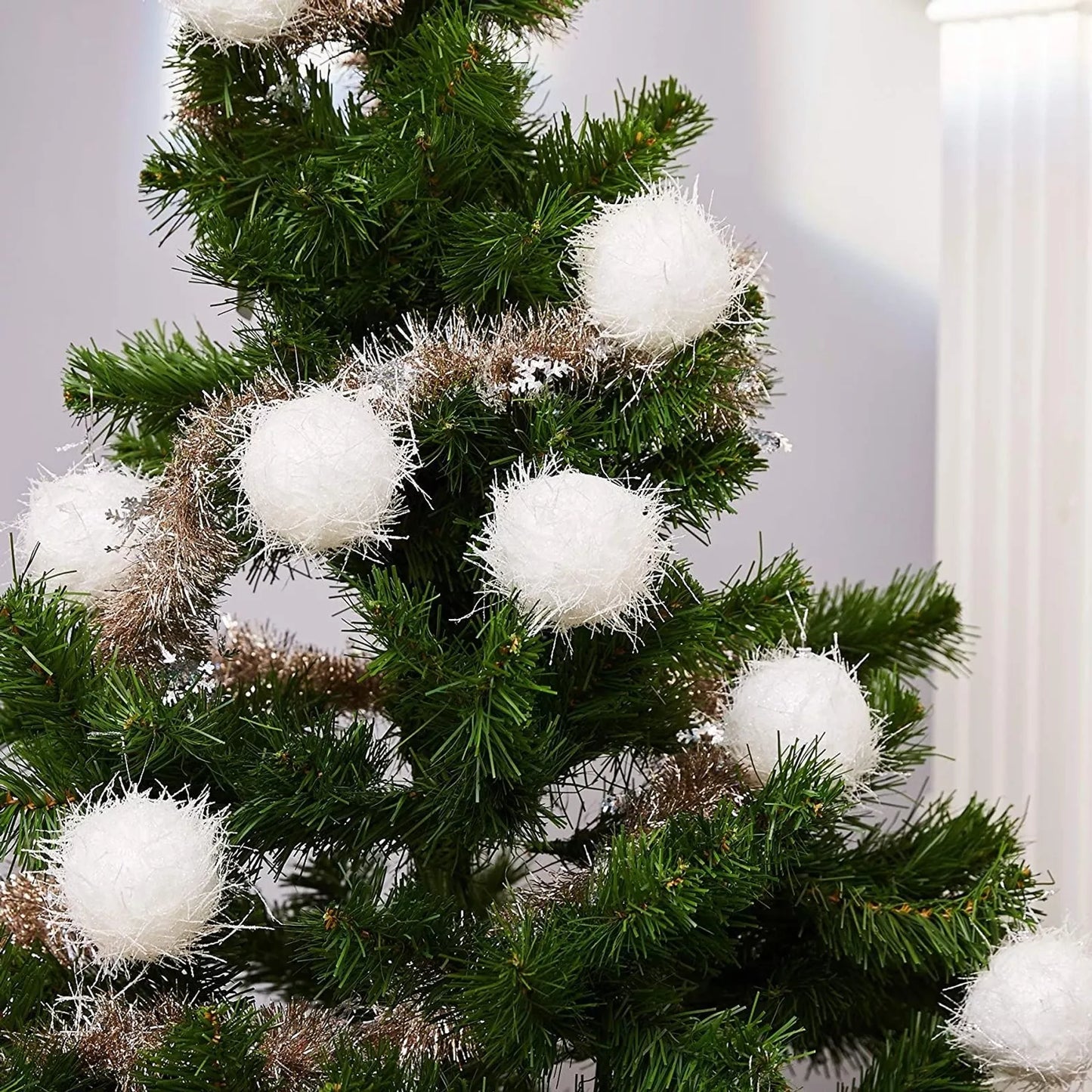 12-Pack Christmas Ball Ornaments White Snow Glitter Tree Décor