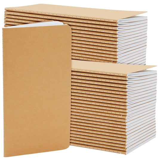 48 Pack Kraft Paper Notebooks Bulk, H5 Lined Journals for Travelers (80 Pages)