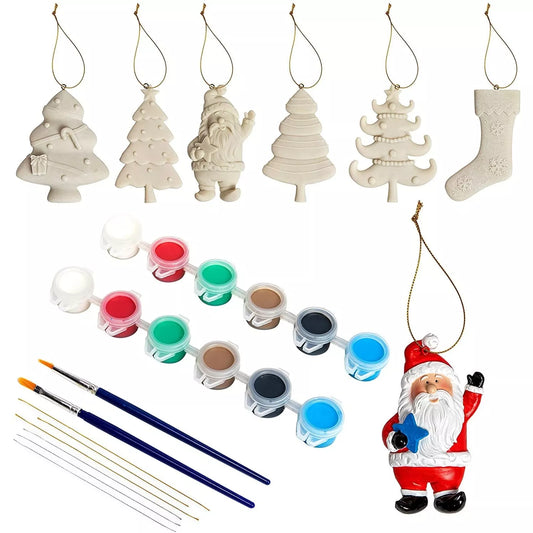 26-Piece Christmas Set for Kids Paintable Ceramic Ornaments