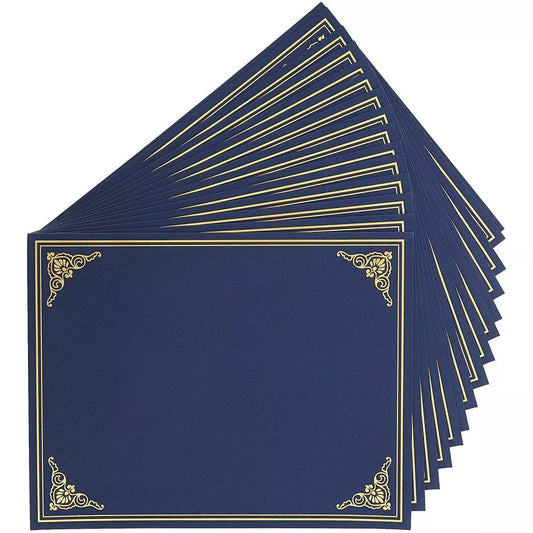 24 Pack Navy Blue Certificate Holders, Document Diploma Award Cover Folders, Letter Size