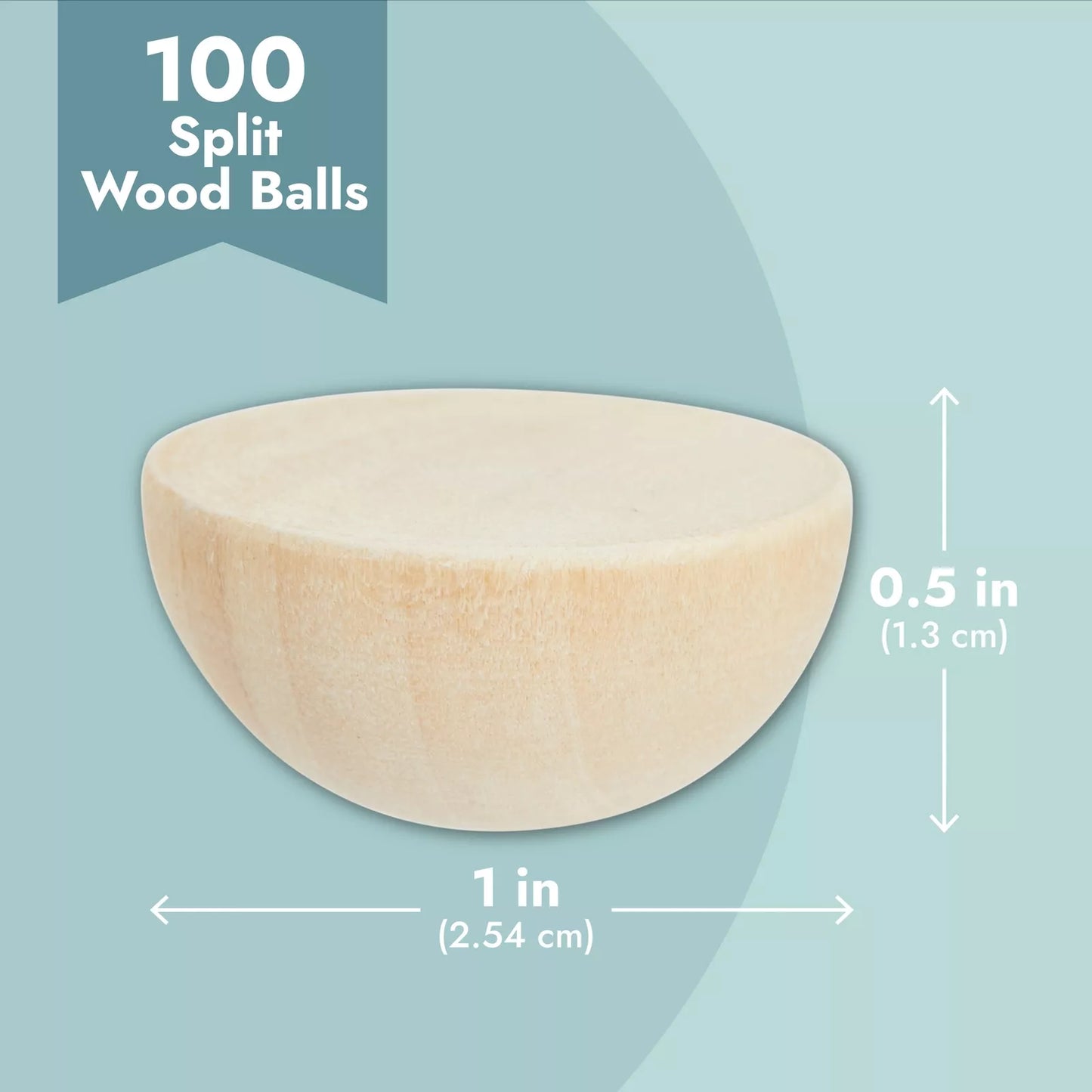 100-Pack Half Wooden Spheres 1-Inch Split Wood Balls