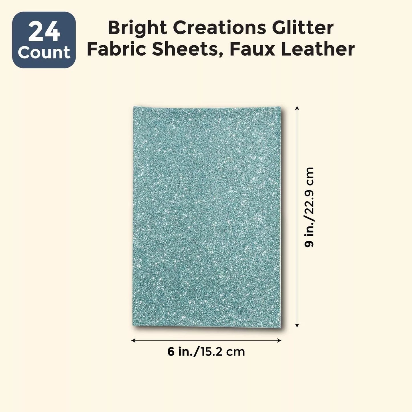 24-Piece Glitter Fabric Sheets, Faux PU Leather, 24 Colors