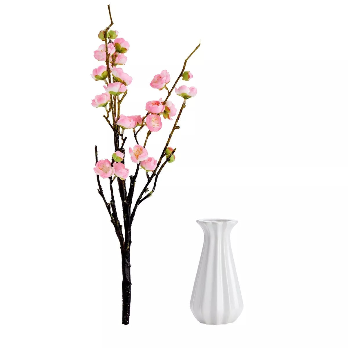 5.8" Cherry Blossom Artificial Flower with Ceramic Vase