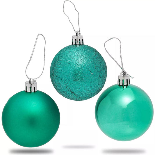 36-Pack Mini Shatterproof Glitter Christmas Tree Ball Ornaments