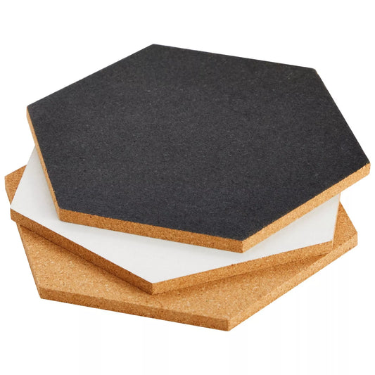 3-Pack Hexagon Cork Board Tiles 7.9-Inch Self-Adhesive