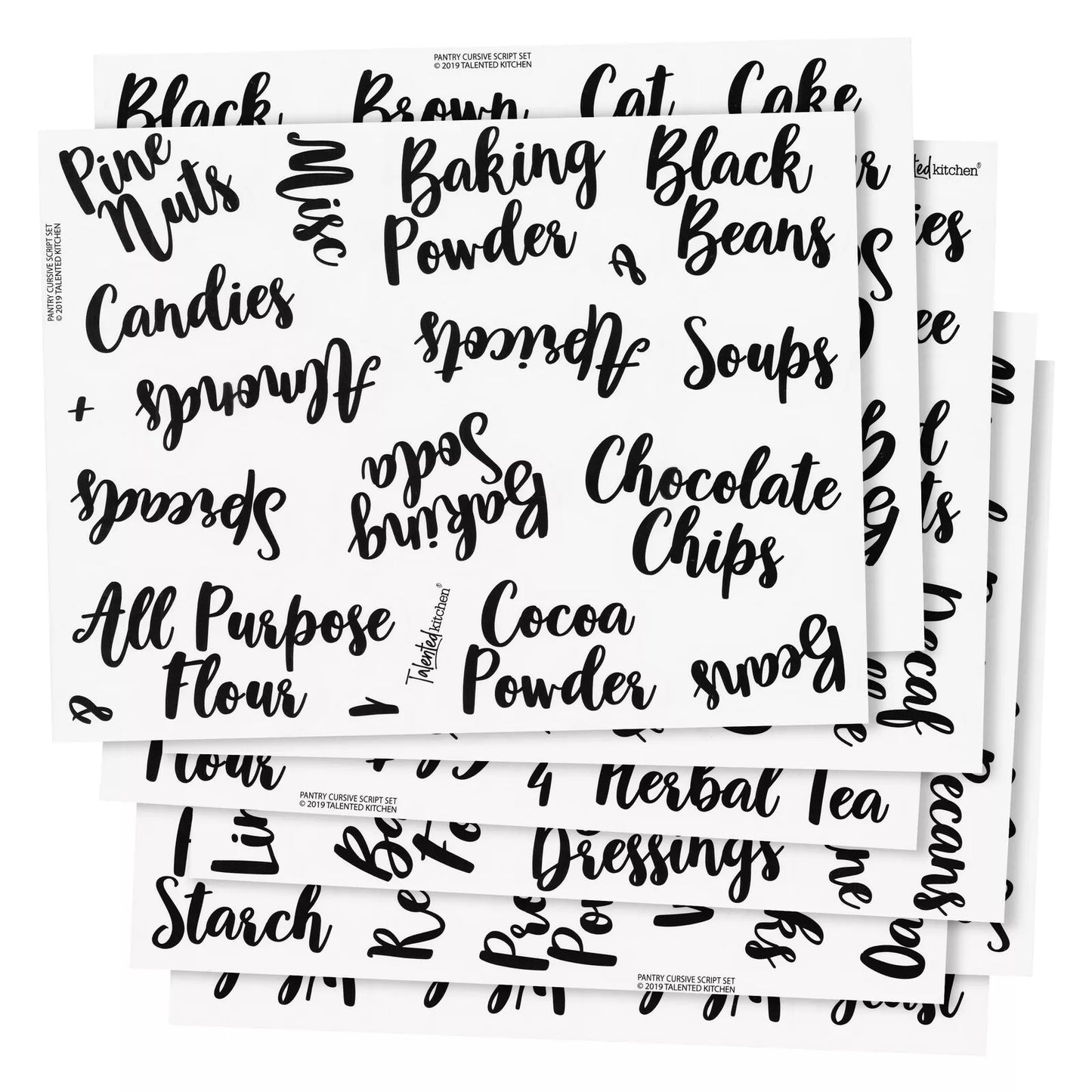 135 Pantry Labels for Food Containers Black Cursive