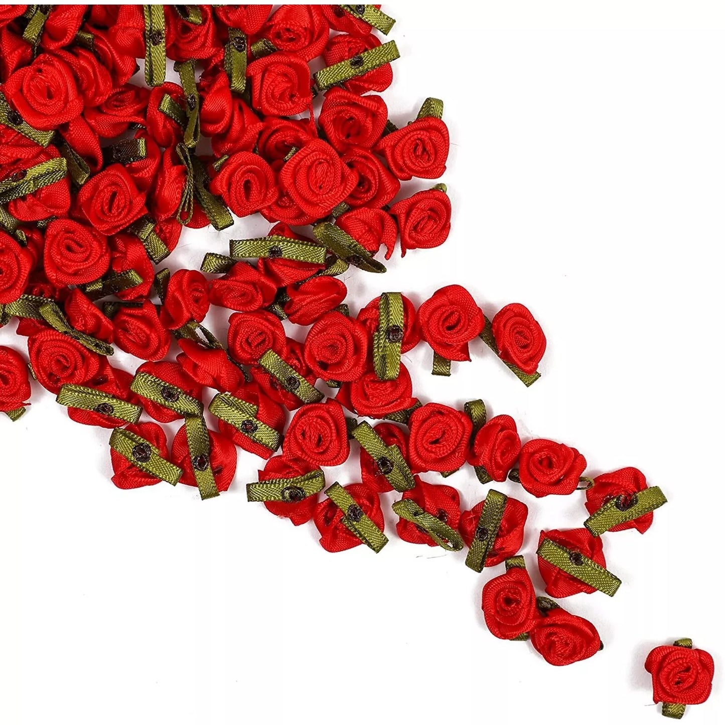 200-Pack Red Ribbon Rose Flower Heads