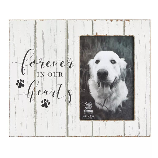 Wooden Pet Memorial Picture Frame, White, 9.5x7.9-Inch