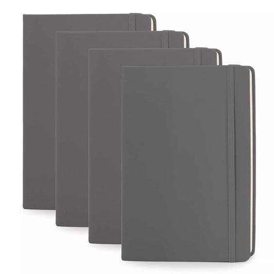 A5 Dotted Notebooks - Grid Notebook, 192 pages, 5.7" x 8.4" (Gray, 4 Pack)