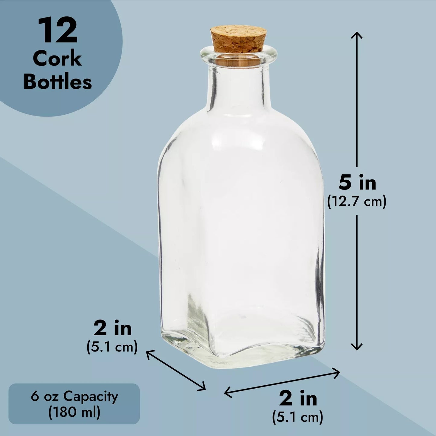 12-Pack 4 oz Clear Glass Bottles with Cork Lids