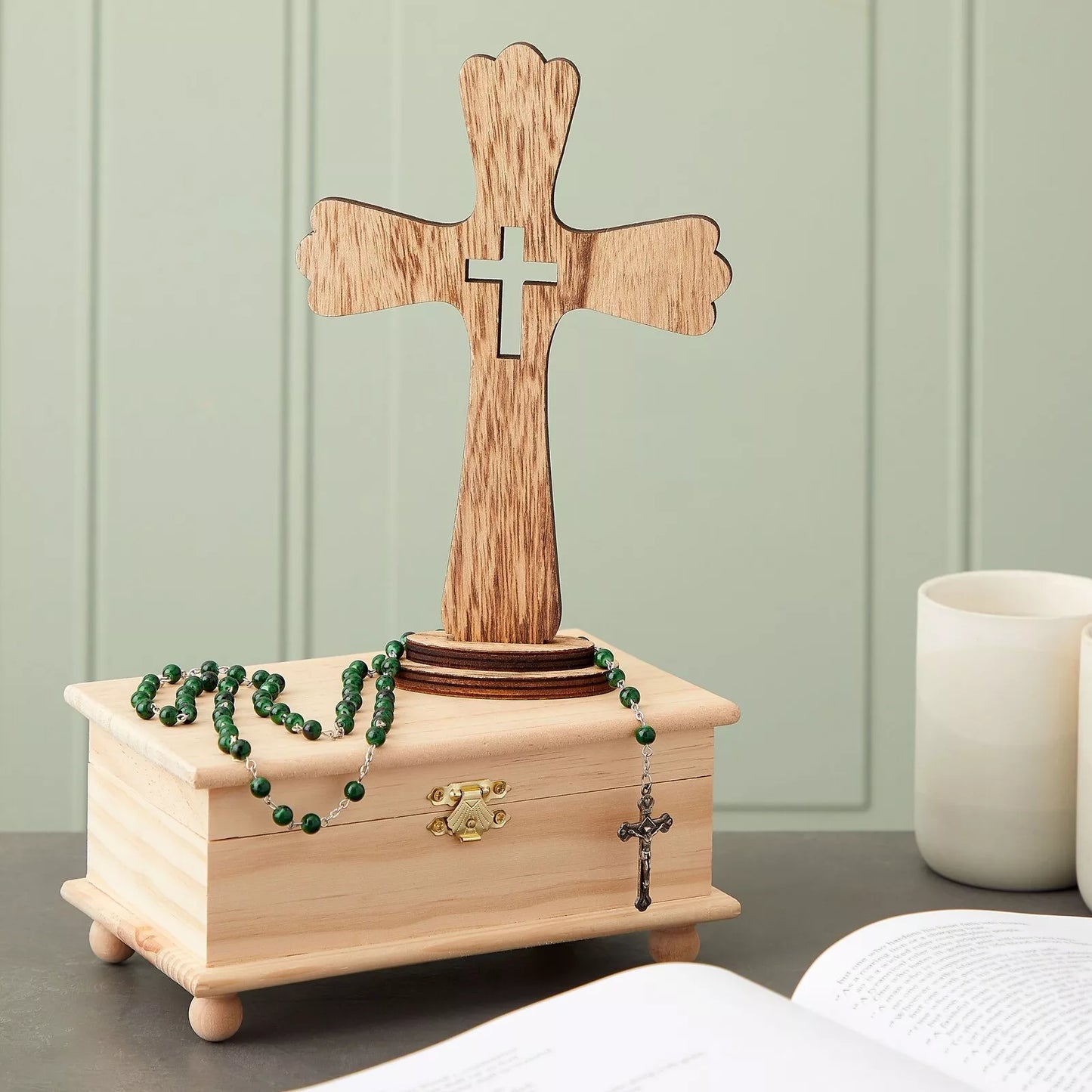 3-Pack Catholic Wooden Cross Centerpieces