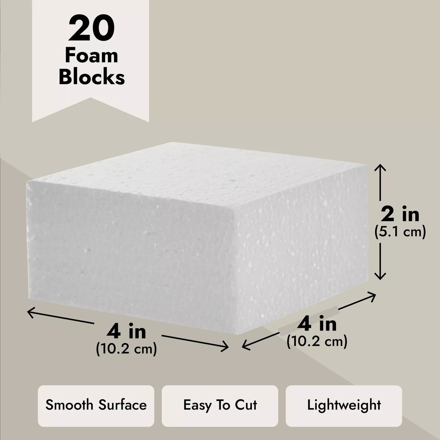 20-Pack White Foam Blocks for Crafts & Floral Arrangements