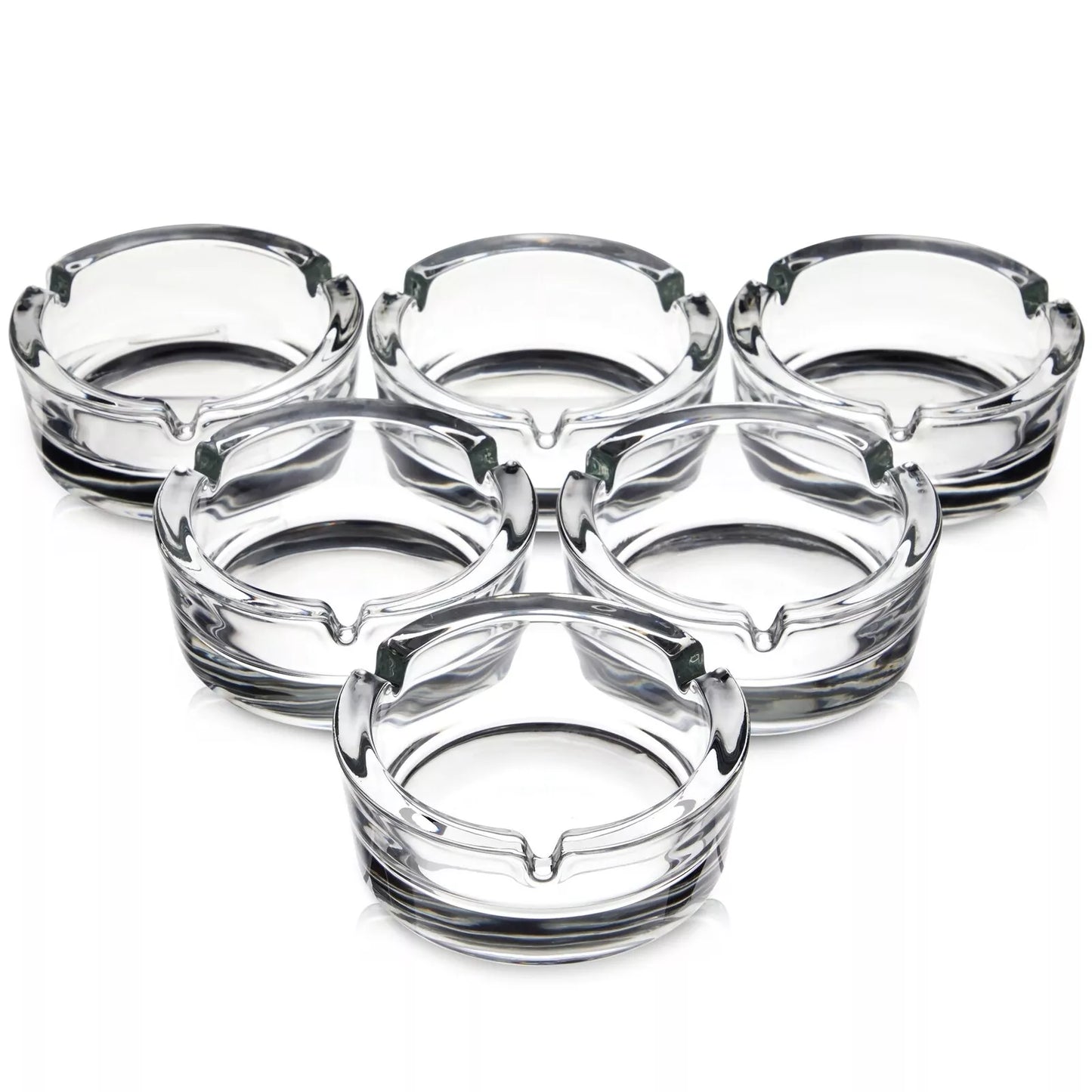 6-Pack Glass Ashtrays Clear, 4 x 1.5 Inches