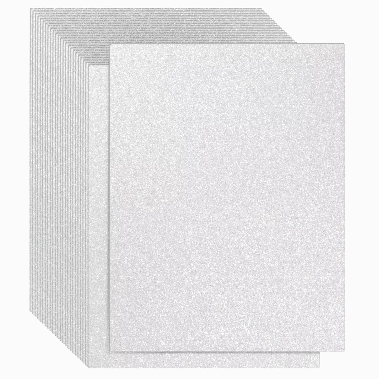 24 Sheets White Glitter Cardstock