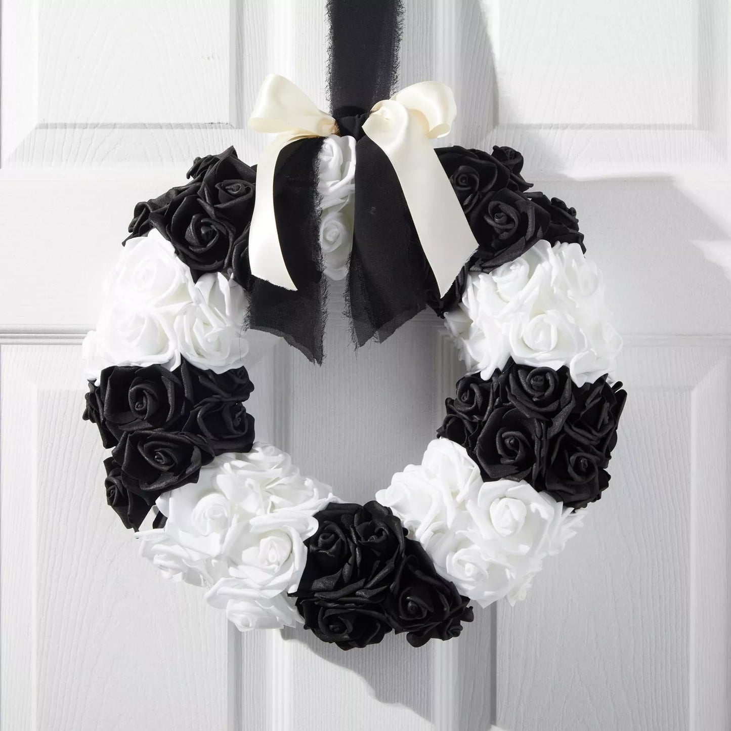 100-Pack Black & White Artificial Foam Roses