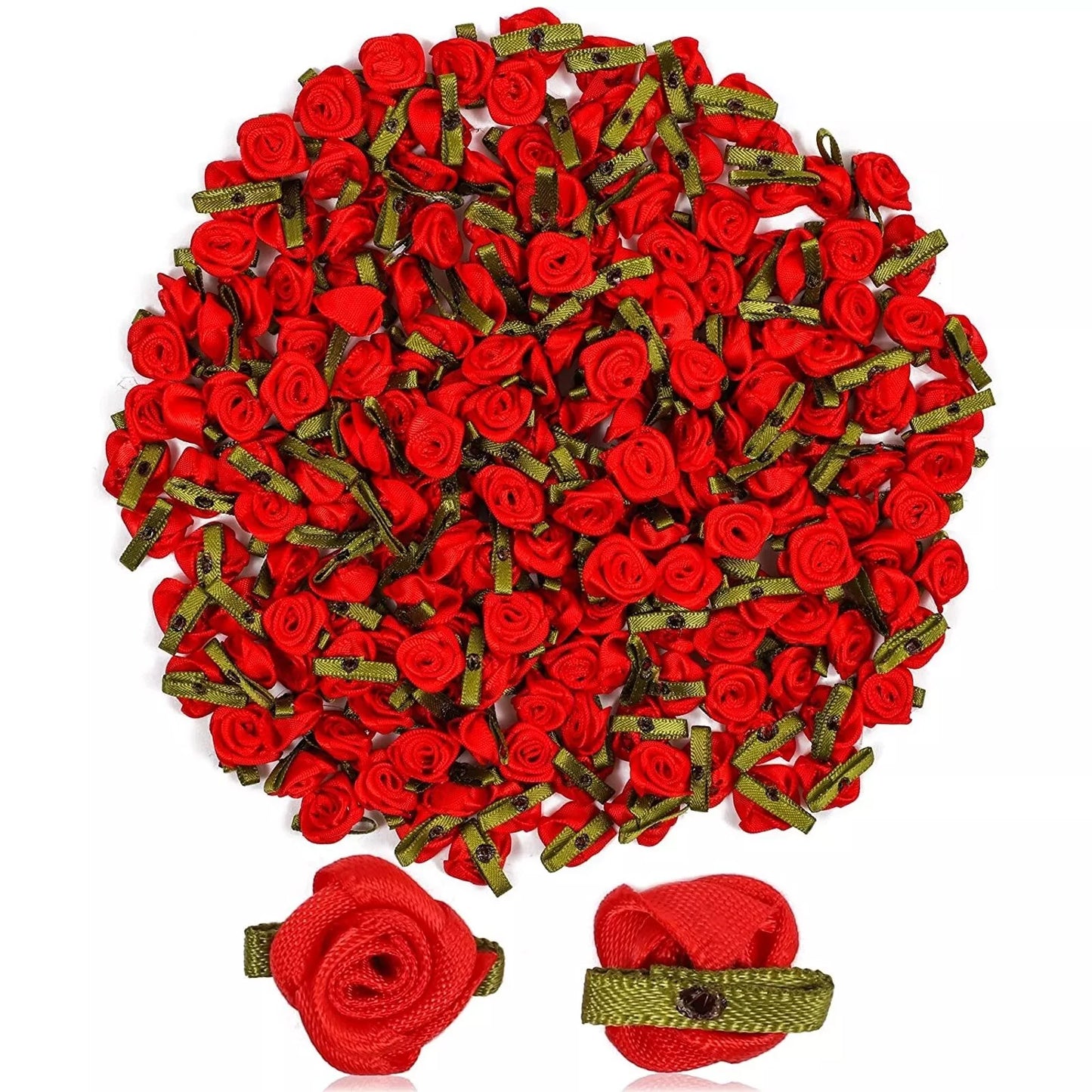 200-Pack Red Ribbon Rose Flower Heads